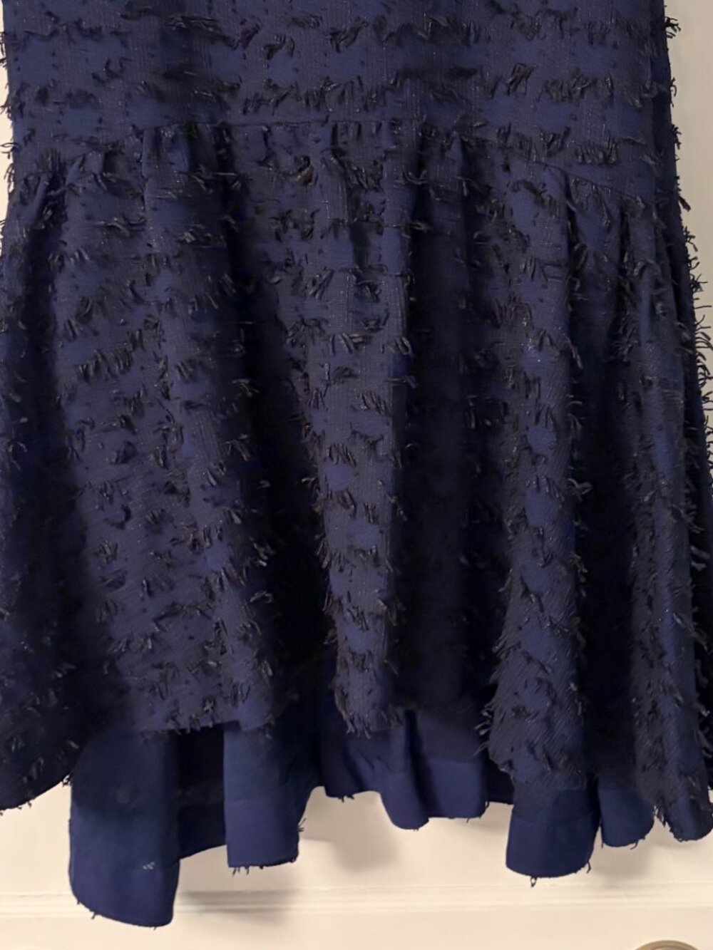 Maeve Anthropologie Miranda textured midi skirt size small navy black fringe - Picture 8 of 11